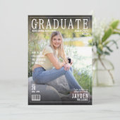 De Graduate Magazine Cover Trendy Chic Uitnodiging (Staand voorkant)