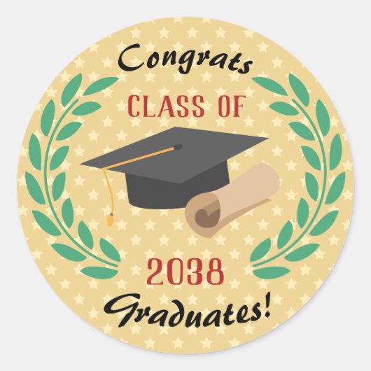 De Graduates die van Congrates de Klasse feliciter Ronde Sticker (Voorkant)