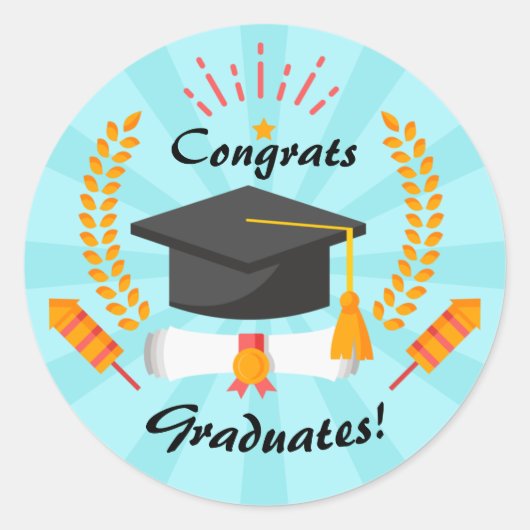 De Graduates die van Congrates de Klasse feliciter Ronde Sticker (Voorkant)