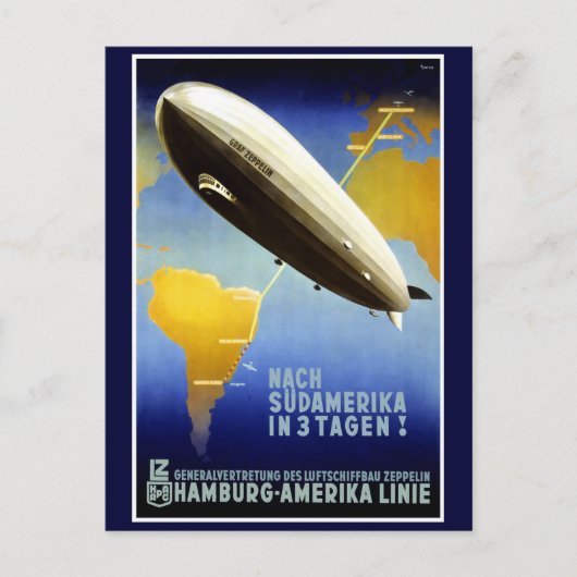 De graf Zeppelin Line Vintage Poster Briefkaart (Voorkant)