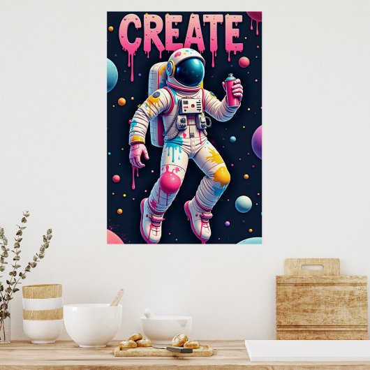 De Graffiti Ruimtevaarder Poster (Keuken)