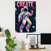 De Graffiti Ruimtevaarder Poster (Thuiskantoor)
