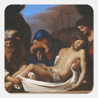 De graflegging door Guercino Religieuze Kunst Vierkante Sticker