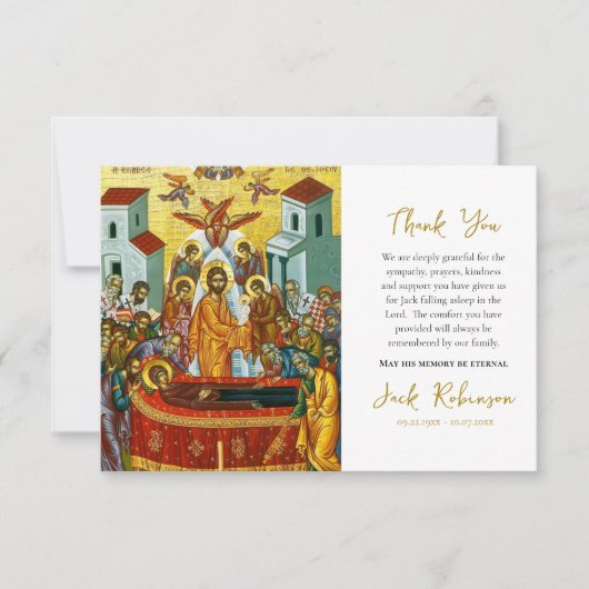 De Graflegging van Christus Icoon Orthodoxe Uitvaa Bedankkaart (Voorkant)