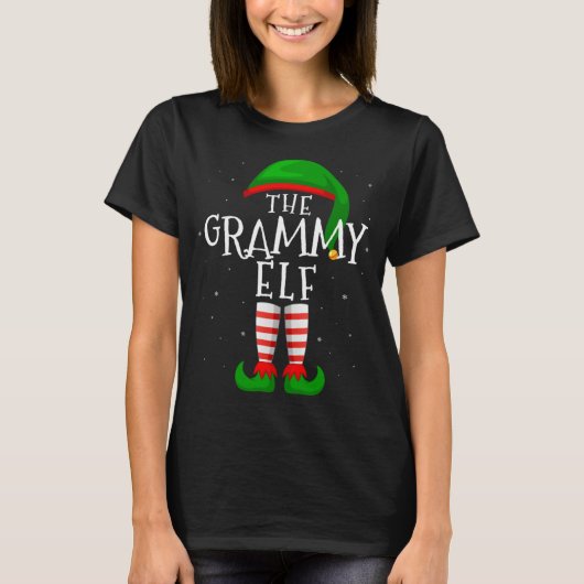 De Grammy Elf Funny Matching Family Kerstmis Gif T-shirt (Voorkant)