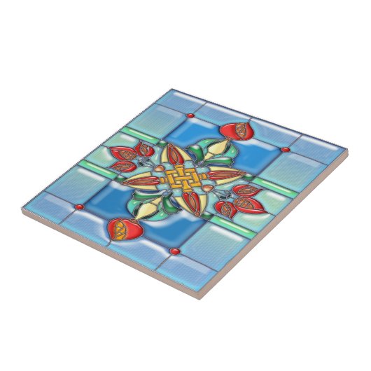 De granaatappel regelt Glas in lood Tegeltje (Zijkant)