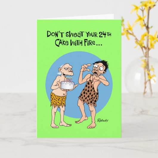 De grappige 24ste Cartoon van de Verjaardag Kaart (Gele Bloem)