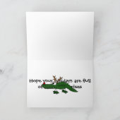 De grappige Alligator van Kerstmis als Rendier Feestdagen Kaart (Binnen)