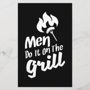 De grappige BBQ-Mannen doen het op de rooster Briefpapier