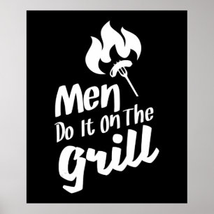 De grappige BBQ-Mannen doen het op de rooster Poster