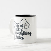 De grappige beker van Tea maakt alles beter Tweekleurige Koffiemok (Voorkant links)