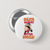 de grappige cartoon van de bierdrinker ronde button 5,7 cm (Voorkant /achterkant)