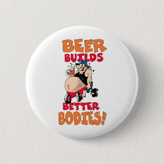 de grappige cartoon van de bierdrinker ronde button 5,7 cm