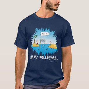 De Grappige Cartoon van het Volleyball van de haai T-shirt