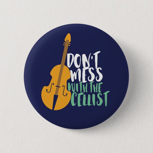 De grappige Cello-speler slaat niet met de Cellist Ronde Button 5,7 Cm (Voorkant)