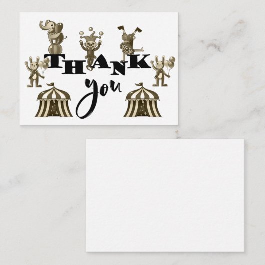 De grappige Circus bedankt je kaarten Notitiekaartje (Voorkant / Achterkant)
