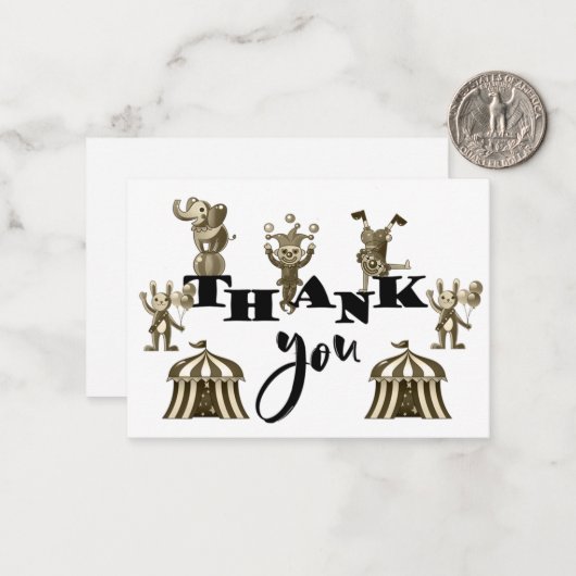 De grappige Circus bedankt je kaarten Notitiekaartje (Voorkant / Achterkant in situ)