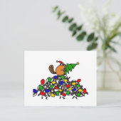 De grappige Dam van Kerstmis van de Bever met Feestdagenkaart (Staand voorkant)