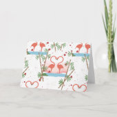 De grappige Dans van de Flamingo's van Valentijn Feestdagen Kaart (Voorkant)