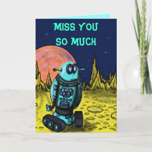 De grappige eenzame robot mist u kaardt feestdagen kaart