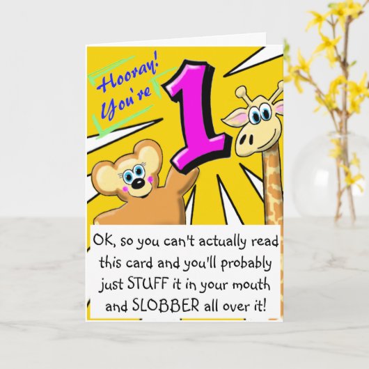 De grappige Eerste Kaart van de Verjaardag (Gele Bloem)