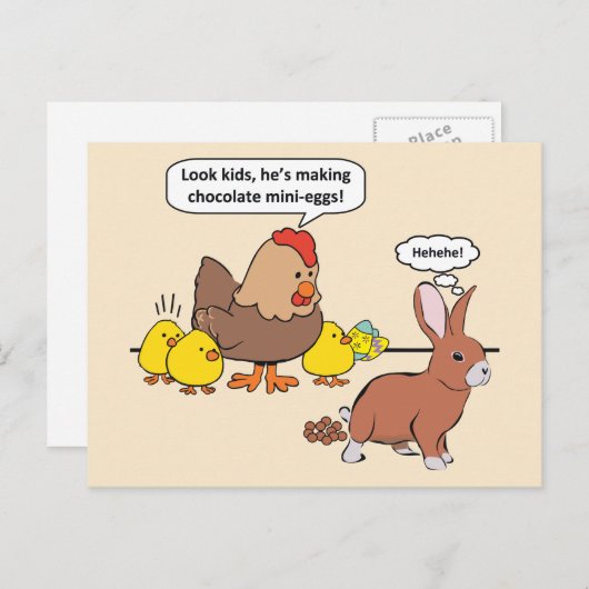 De grappige Eieren van de Chocolade van de Feestdagenkaart (Voorkant / Achterkant)