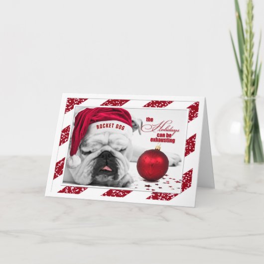 De grappige Feestdagen van de kerstbulletshond zij Kaart (Voorkant)