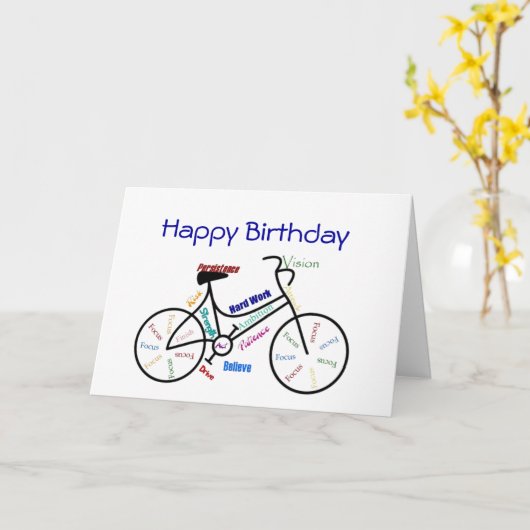 De grappige Fiets van de Verjaardag van de Kaart (Gele Bloem)