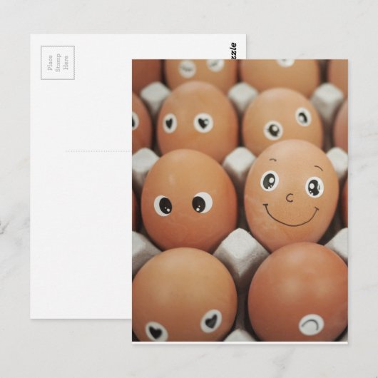 De grappige Gezichten van het Ei - de Druk van het Briefkaart (Voorkant / Achterkant)
