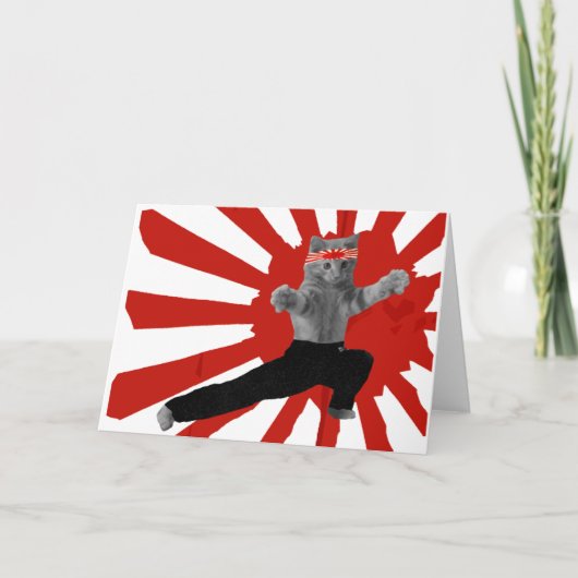 De grappige giften van het Katje van de Karate Feestdagen Kaart (Voorkant)