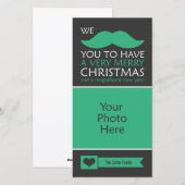 De grappige Groene Foto van Kerstmis van de Snor Feestdagenkaart (Voorkant / Achterkant)