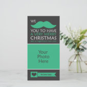 De grappige Groene Foto van Kerstmis van de Snor Feestdagenkaart (Staand voorkant)