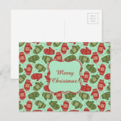 De grappige Handschoenen en sneeuwvlokken groen BG Feestdagenkaart (Voorkant / Achterkant)