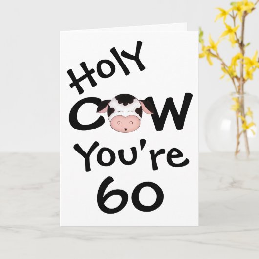 De grappige Heilige Koe u is het Wenskaart van 60 Kaart (Gele Bloem)