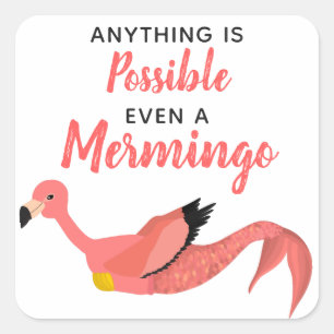 De grappige Inspirerend Flamingo/Mermingo van de Vierkante Sticker