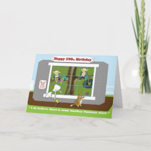 de grappige kaart aap bedrijfs 100ste van de