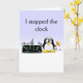 De grappige Kaart van de Moederdag van de Pinguïn (Gele Bloem)