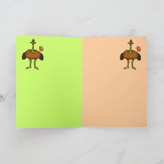 De grappige kaart van de struisvogel gelukkige (Binnen)
