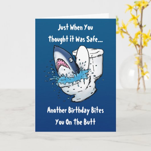 De grappige Kaart van de Verjaardag van de Haai (Gele Bloem)