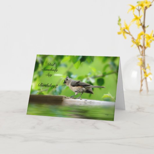 De grappige Kaart van de Verjaardag van de Vogel (Gele Bloem)