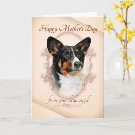 De grappige Kaart van het Moederdag Corgi (Gele Bloem)