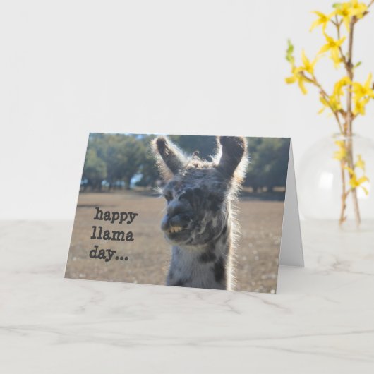 De grappige Kaart van het Moederdag van de Lama (Gele Bloem)