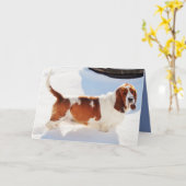 De grappige Kaart w/Beautiful Basset Hound van de (Gele Bloem)