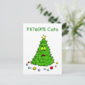 De grappige Katten van de Grappen van de Kerstboom Feestdagenkaart (Staand voorkant)