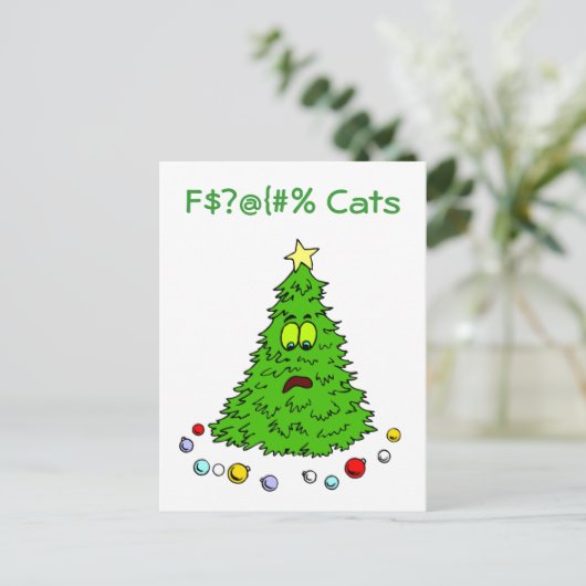 De grappige Katten van de Grappen van de Kerstboom Feestdagenkaart (Staand voorkant)
