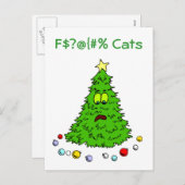 De grappige Katten van de Grappen van de Kerstboom Feestdagenkaart (Voorkant / Achterkant)