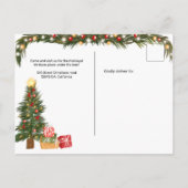 De grappige kerstboom bewoog de luie winter. aankondigingskaart (Achterkant)