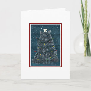 De grappige Kerstkaart van de Kat Feestdagen Kaart