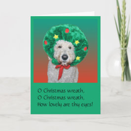 De grappige Kerstkaart van Goldendoodle Feestdagen Kaart