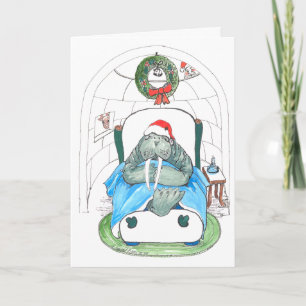 De grappige Kerstkaart van het Wild van Walrussen Feestdagen Kaart